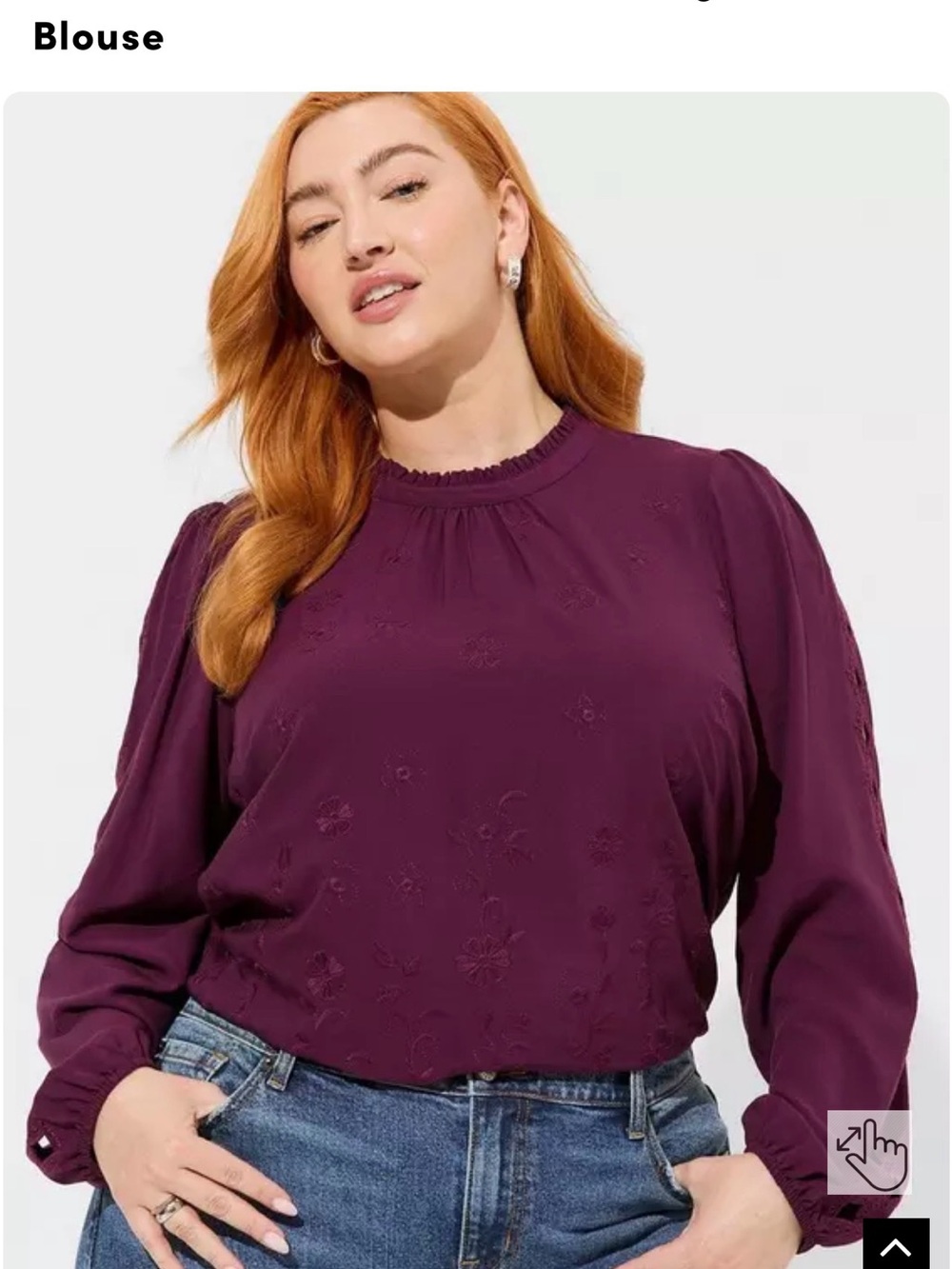 torrid Plum Embroidered Long-Sleeve Blouse